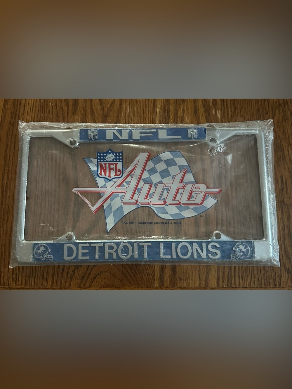 Vintage Detroit Lions NFL chrome license plate frame